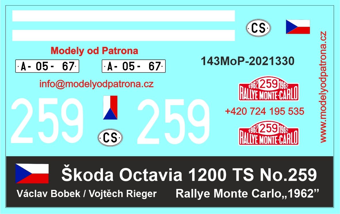 Škoda Octavia 1200 TS No.259 Rallye Automobile de Monte-Carlo Modely od Patrona
