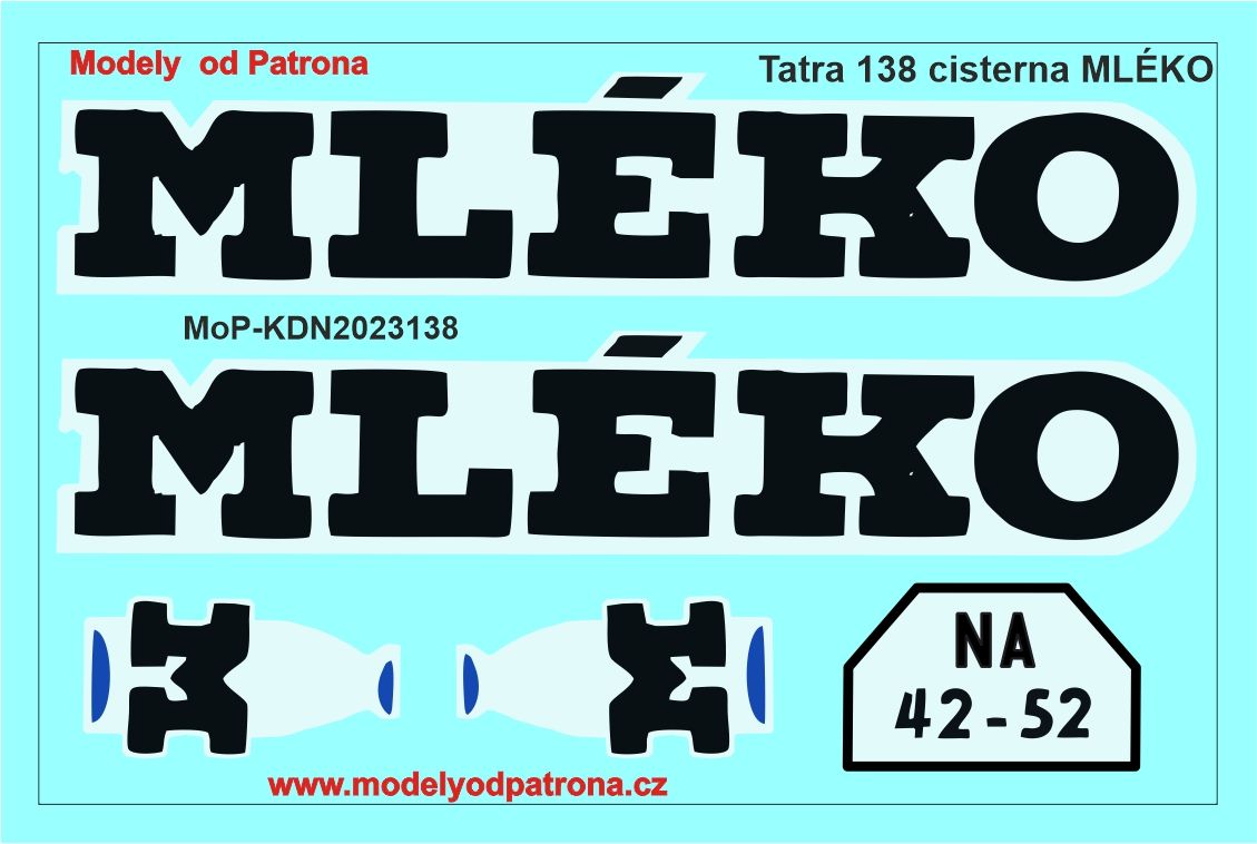 Tatra 138 cisterna MLÉKO Modely od Patrona