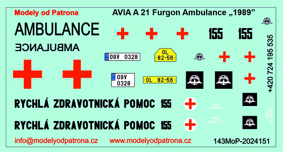 AVIA A 21 Furgon Ambulance Záchranná služba Olomouc Modely od Patrona