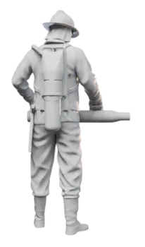 Hasič s proudnicí na pěnu a dýchacím přístrojem SATURN S7 Modely od Patrona