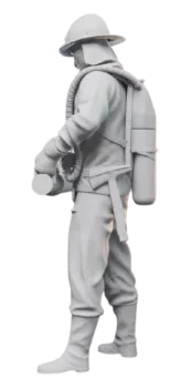 Hasič s proudnicí na pěnu a dýchacím přístrojem SATURN S7 Modely od Patrona