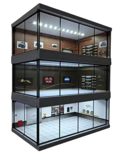 Prosklená autoprodejna / dílna - osvětlená Prosklená autoprodejna / dílna - osvětlená