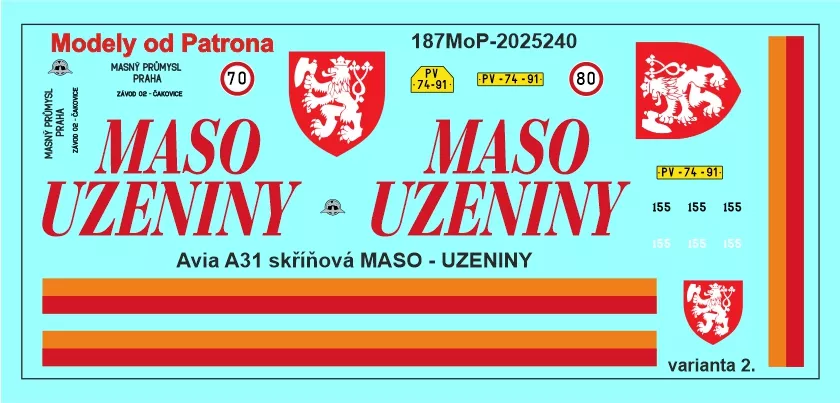 Avia A31 skříňová MASO - UZENINY varianta 2. Modely od Patrona