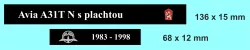 Avia A31T N plachta 1983 - 1998 Modely od Patrona