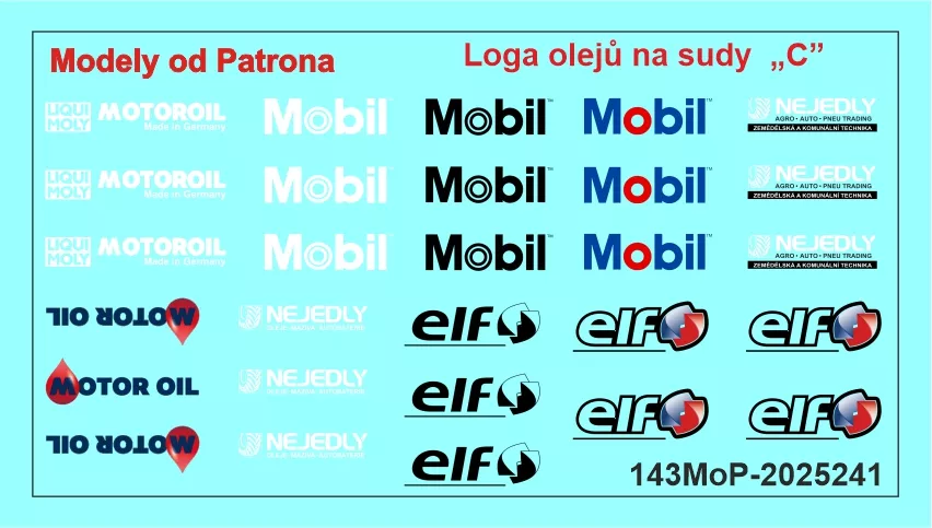 Loga olejů na sudy Modely od Patrona