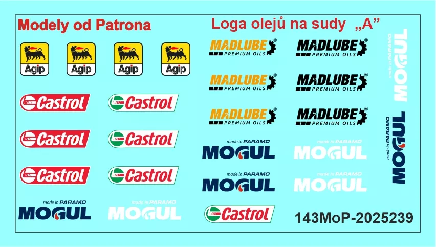 Loga olejů na sudy Modely od Patrona