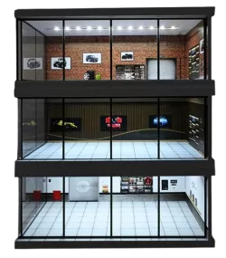 Prosklená autoprodejna / dílna - osvětlená Prosklená autoprodejna / dílna - osvětlená