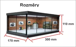 Prosklená autoprodejna / dílna - osvětlená Prosklená autoprodejna / dílna - osvětlená