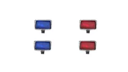 Sada mlhovek PAL nové chromované - modré/červené skla