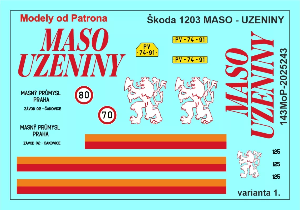 Škoda 1203 MASO - UZENINY Modely od Patrona