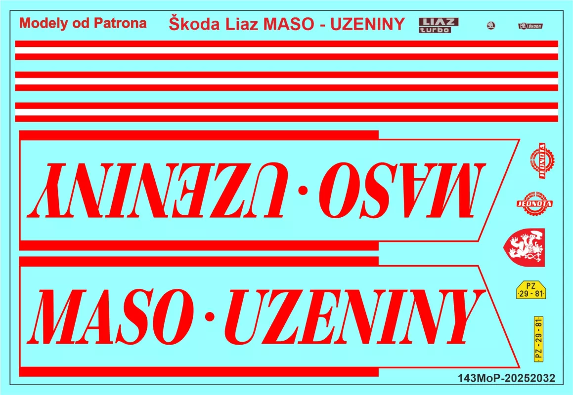 Škoda Liaz MASO - UZENINY Modely od Patrona