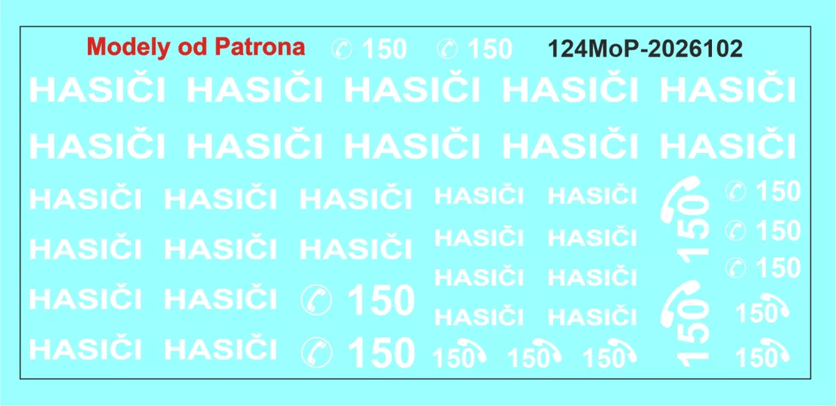 Hasiči + 150 - nápisy (bílé menší) MoP