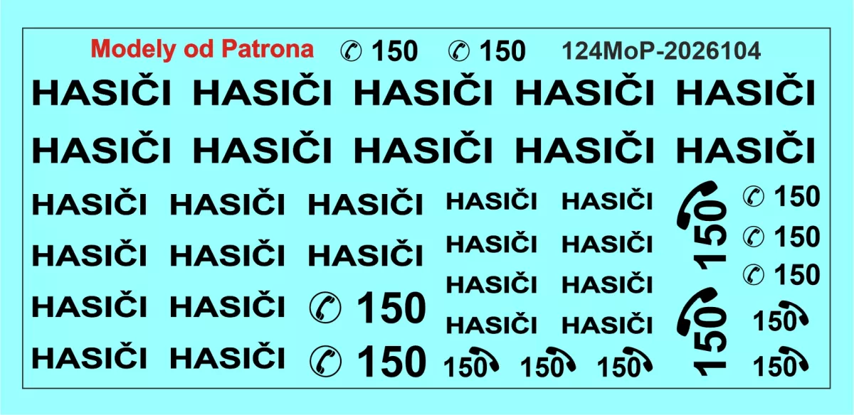Hasiči + 150 - nápisy (černé menší) MoP