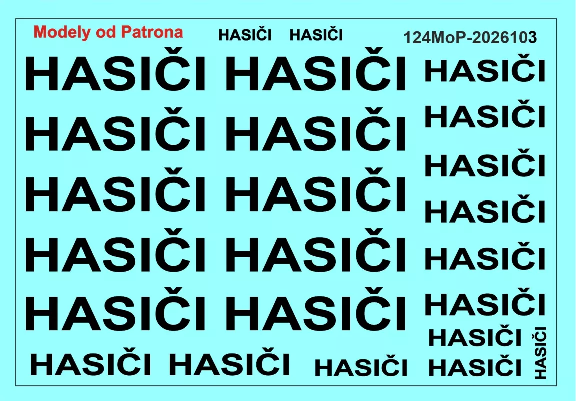 Hasiči + 150 - nápisy (černé velké) MoP