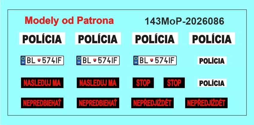 Civilní POLÍCIA SR + SPZ Modely od Patrona